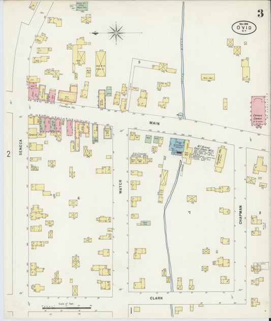 Sanborn Fire Insurance Map from Ovid, Seneca County, New York (1898), Sheet #0003 - Historic Sanborn Fire Insurance Map Print, vintage old map wall art, antique decor, genealogy gift, New York New York map