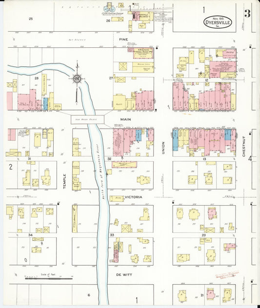 Sanborn Fire Insurance Map from Dyersville, Dubuque County, Iowa (1915), Sheet #0003 - Historic Sanborn Fire Insurance Map Print, vintage old map wall art