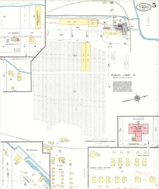 Sanborn Fire Insurance Map from Saint Maries, Benewah County, Idaho (1921), Sheet #0005 - Historic Sanborn Fire Insurance Map Print, vintage old map wall art, antique decor, genealogy gift, Idaho Idaho map