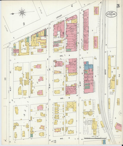 Sanborn Fire Insurance Map from Sterling, Whiteside County, Illinois (1903), Sheet #0003 - Complete Map Set gallery image, historic Sanborn map, vintage wall art, Illinois Illinois