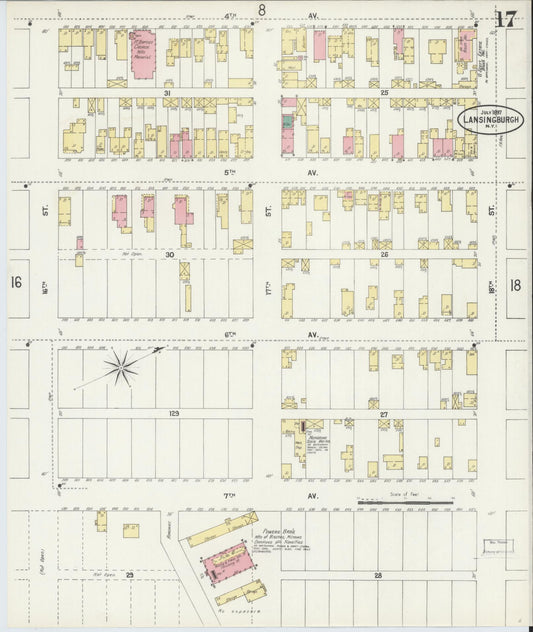 Sanborn Fire Insurance Map from Lansingburg, Rensselaer County, New York (1897), Sheet #0017 - Historic Sanborn Fire Insurance Map Print, vintage old map wall art, antique decor, genealogy gift, New York New York map
