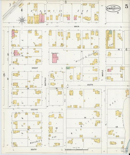 Sanborn Fire Insurance Map from North Manchester, Wabash County, Indiana (1900), Sheet #0005 - Complete Map Set gallery image, historic Sanborn map, vintage wall art, Indiana Indiana