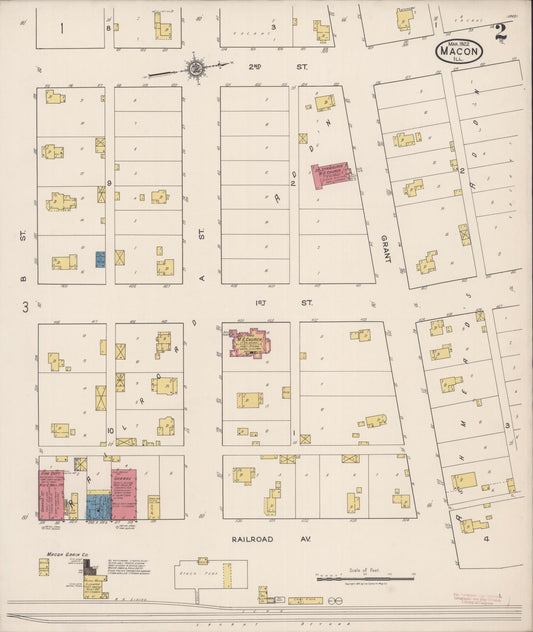 Sanborn Fire Insurance Map from Macon, Macon County, Illinois (1922), Sheet #0002 - Historic Sanborn Fire Insurance Map Print, vintage old map wall art, antique decor, genealogy gift, Illinois Illinois map