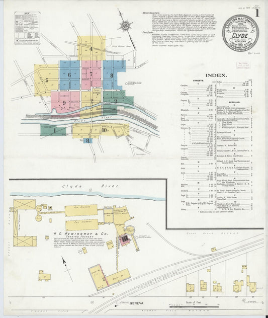 Sanborn Fire Insurance Map from Clyde, Wayne County, New York (1912), Sheet #0001 - Complete Map Set gallery image, historic Sanborn map, vintage wall art, New York New York