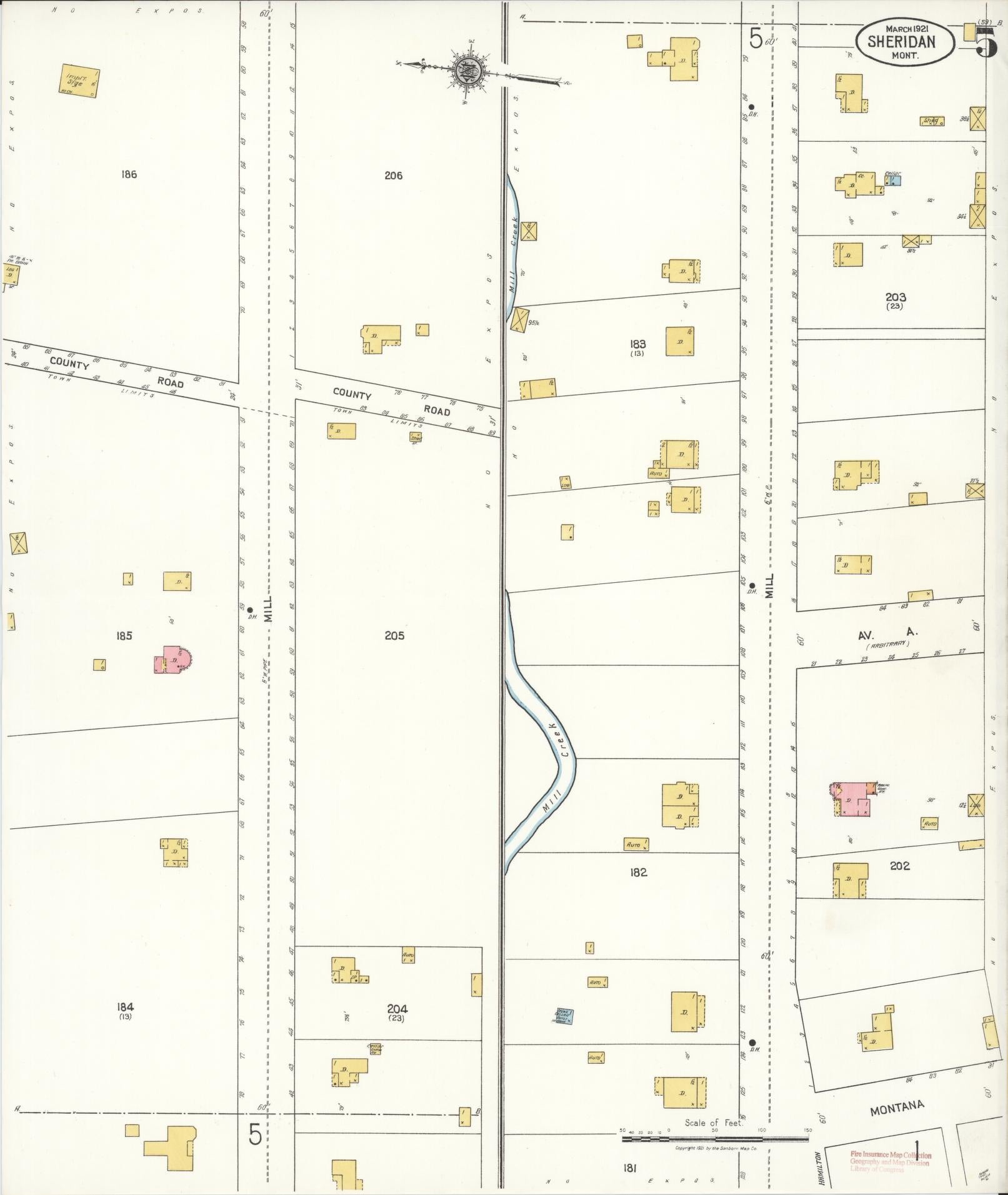 Sanborn Fire Insurance Map from Sheridan, Madison County, Montana (1921), Sheet #0005 - Complete Map Set gallery image, historic Sanborn map, vintage wall art, Montana Montana