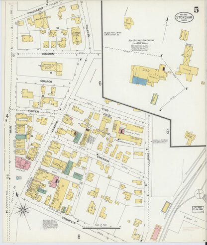 Sanborn Fire Insurance Map from Stoneham, Middlesex County, Massachusetts (1903), Sheet #0005 - Historic Sanborn Fire Insurance Map Print, vintage old map wall art, antique decor, genealogy gift, Massachusetts Massachusetts map