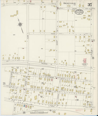 Sanborn Fire Insurance Map from Olean, Cattaraugus County, New York (1915), Sheet #0037 - Complete Map Set gallery image, historic Sanborn map, vintage wall art, New York New York