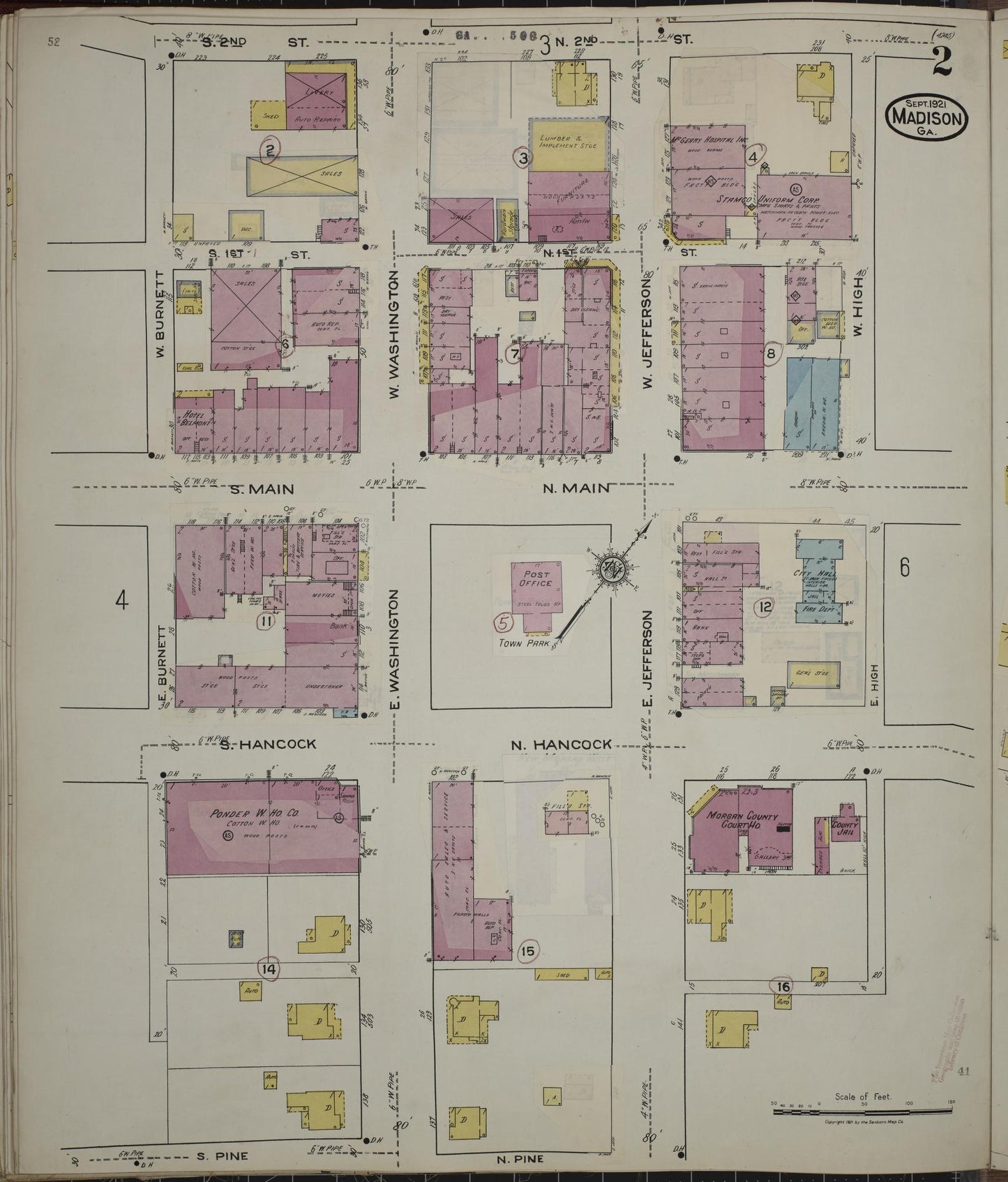 Sanborn Fire Insurance Map from Madison, Morgan County, Georgia (1941), Sheet #0002 - Complete Map Set gallery image, historic Sanborn map, vintage wall art, Georgia Georgia