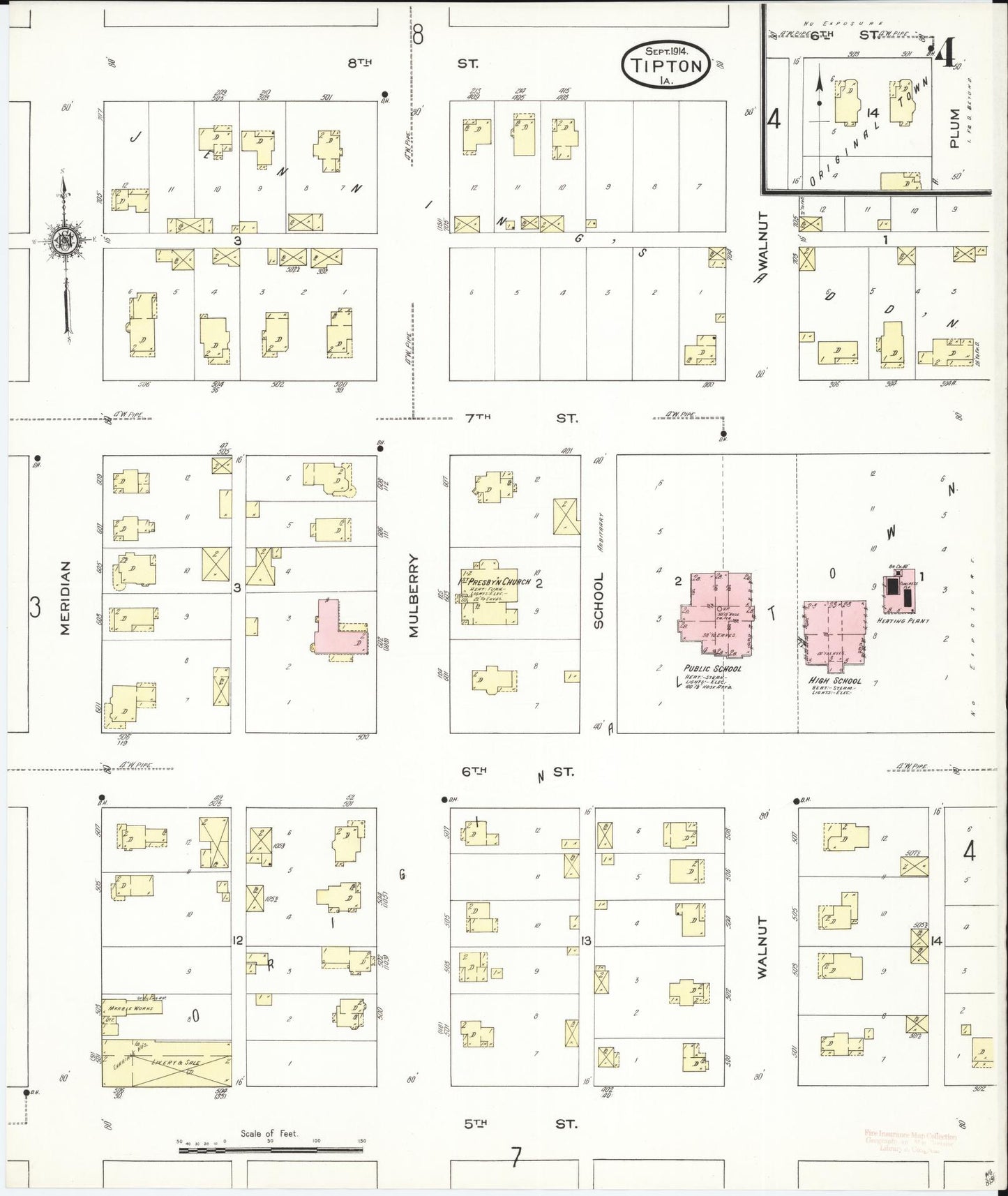 Sanborn Fire Insurance Map from Tipton, Cedar County, Iowa (1914), Sheet #0004 - Historic Sanborn Fire Insurance Map Print