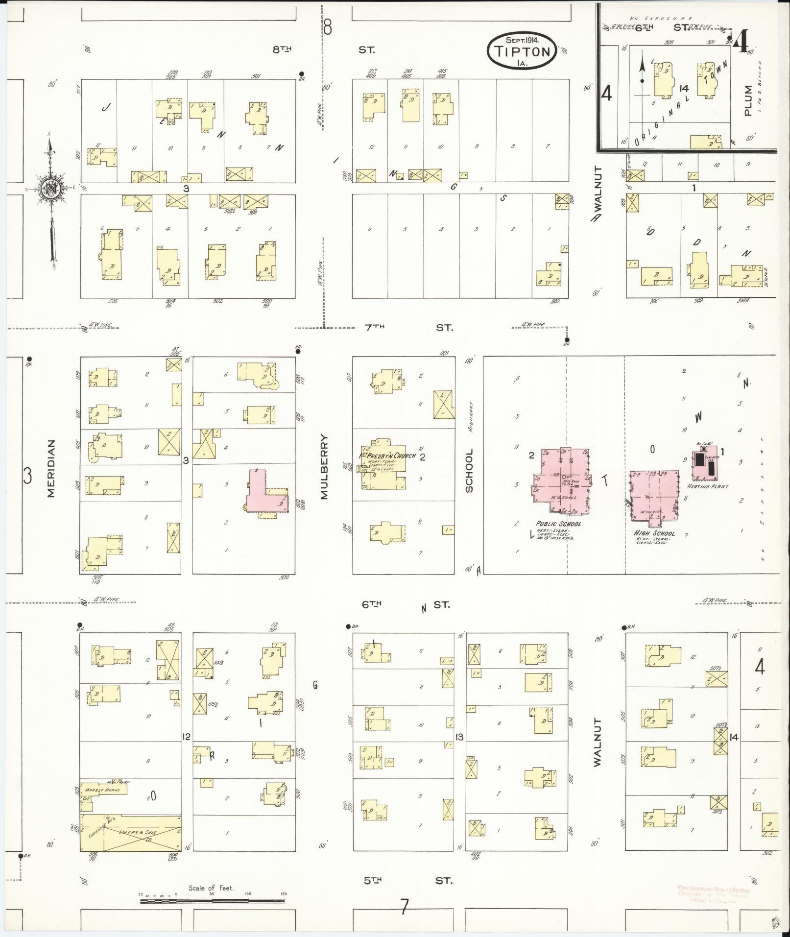 Sanborn Fire Insurance Map from Tipton, Cedar County, Iowa (1914), Sheet #0004 - Historic Sanborn Fire Insurance Map Print