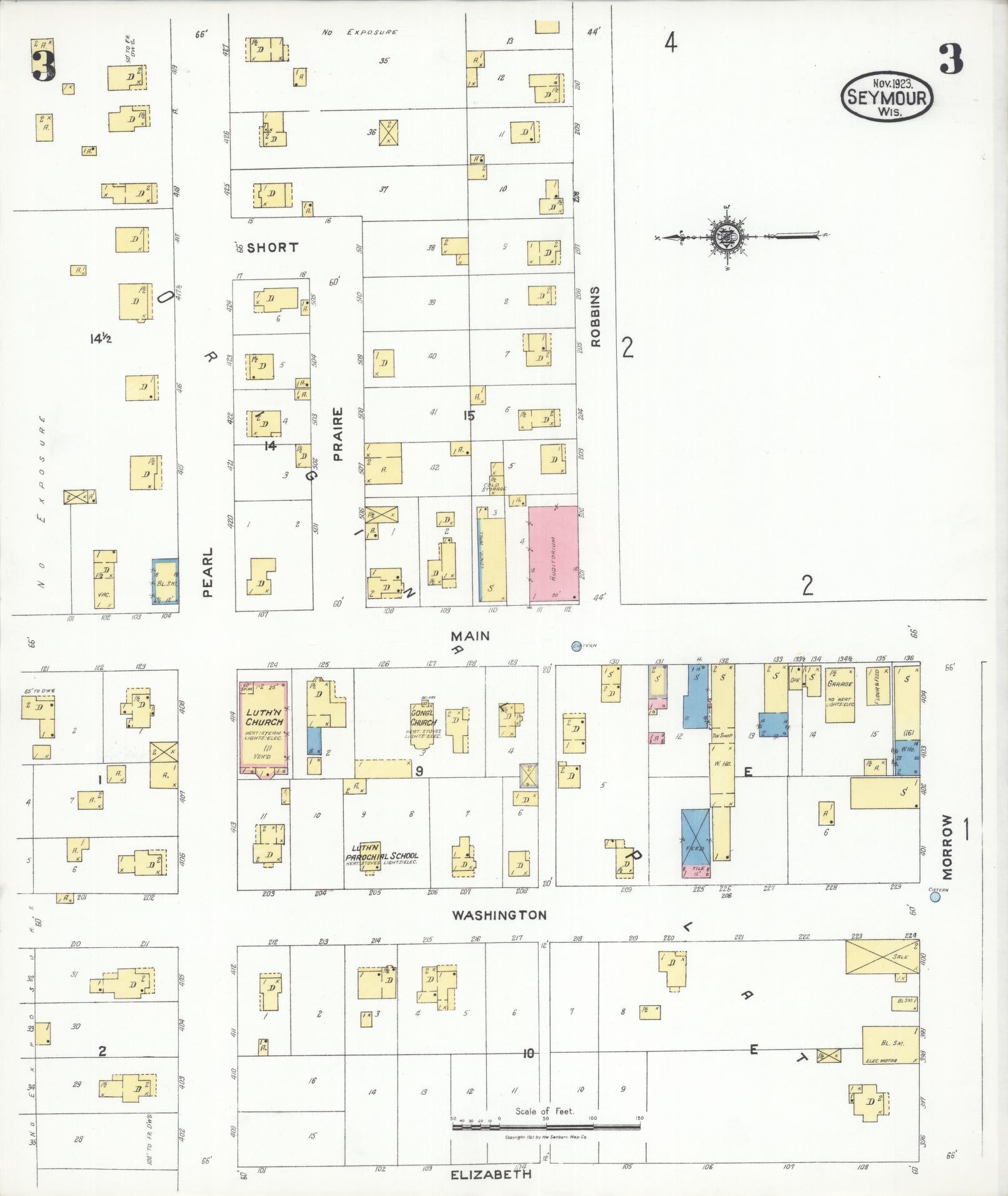 Sanborn Fire Insurance Map from Seymour, Outagamie County, Wisconsin (1923), Sheet #0003 - Complete Map Set gallery image, historic Sanborn map, vintage wall art, Wisconsin Wisconsin