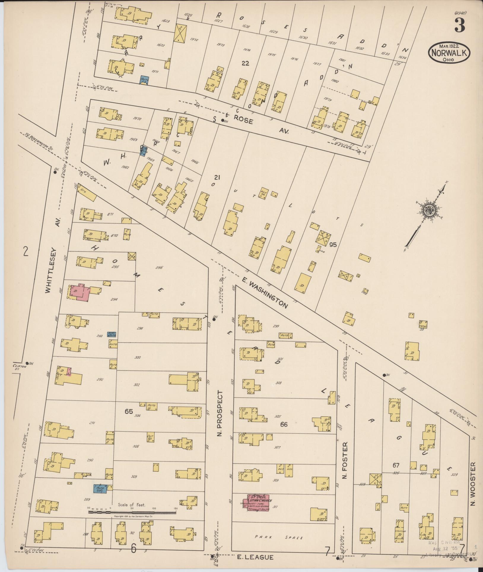 Sanborn Fire Insurance Map from Norwalk, Huron County, Ohio (1922), Sheet #0003 - Complete Map Set gallery image, historic Sanborn map, vintage wall art, Ohio Ohio