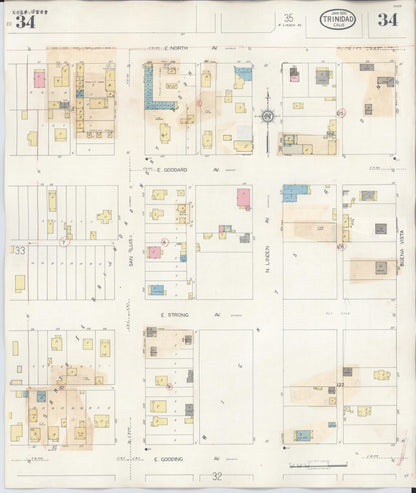 Sanborn Fire Insurance Map from Trinidad, Las Animas County, Colorado (1948), Sheet #0034 - Complete Map Set gallery image, historic Sanborn map, vintage wall art, Colorado Colorado