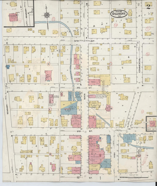 Sanborn Fire Insurance Map from Roanoke, Huntington County, Indiana (1933), Sheet #0002 - Historic Sanborn Fire Insurance Map Print, vintage old map wall art, antique decor, genealogy gift, Indiana Indiana map