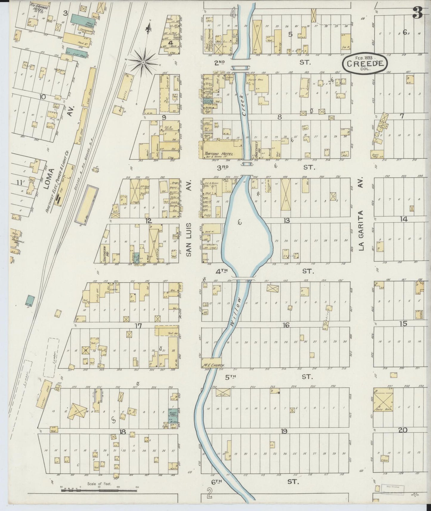 Sanborn Fire Insurance Map from Creede, Mineral County, Colorado (1893), Sheet #0003 - Complete Map Set gallery image, historic Sanborn map, vintage wall art, Colorado Colorado