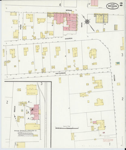 Sanborn Fire Insurance Map from Wesson, Copiah County, Mississippi (1910), Sheet #0002 - Complete Map Set gallery image, historic Sanborn map, vintage wall art, Mississippi Mississippi