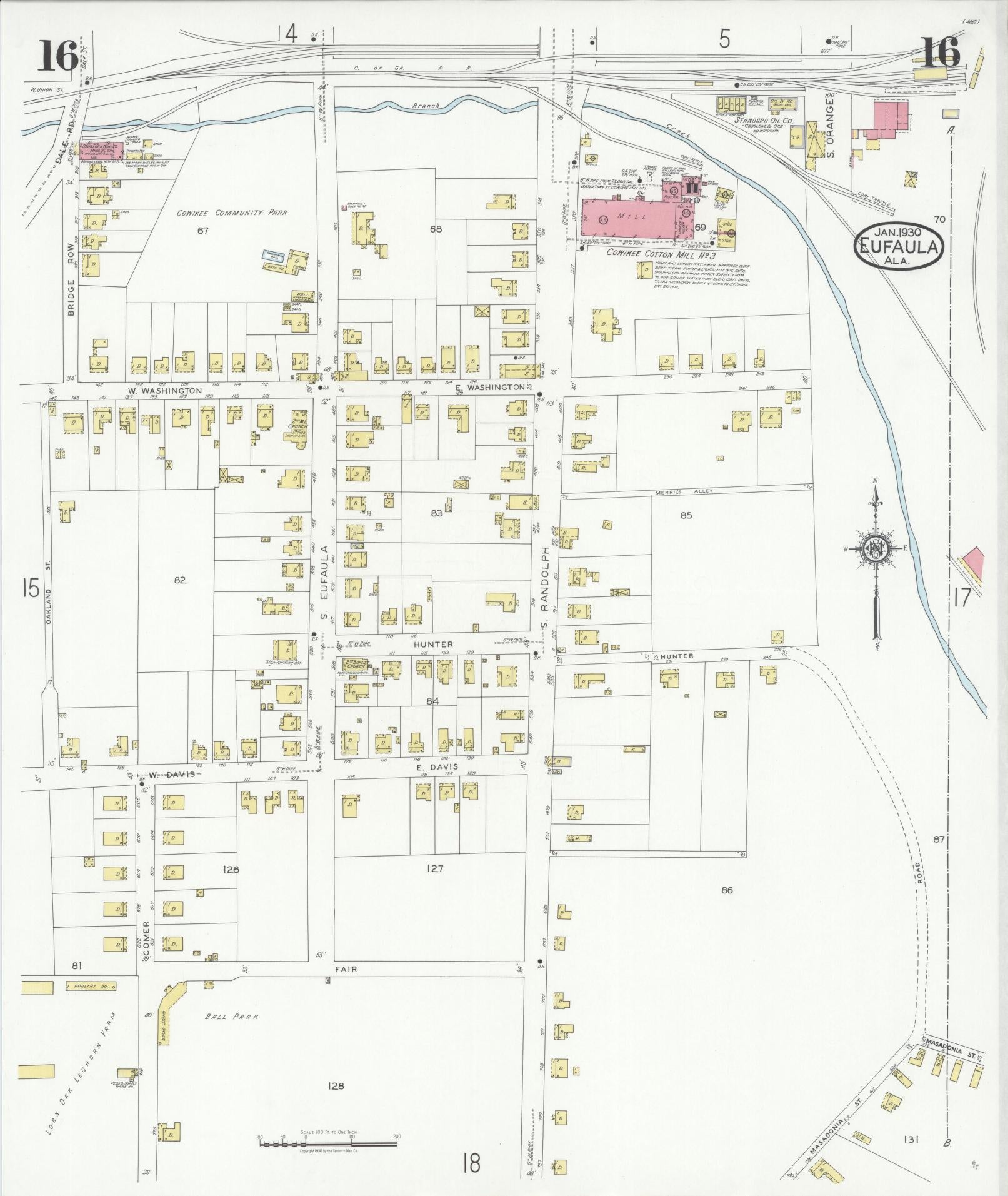 Sanborn Fire Insurance Map from Eufaula, Barbour County, Alabama (1930), Sheet #0016 - Historic Sanborn Fire Insurance Map Print, vintage old map wall art, antique decor, genealogy gift, Alabama Alabama map