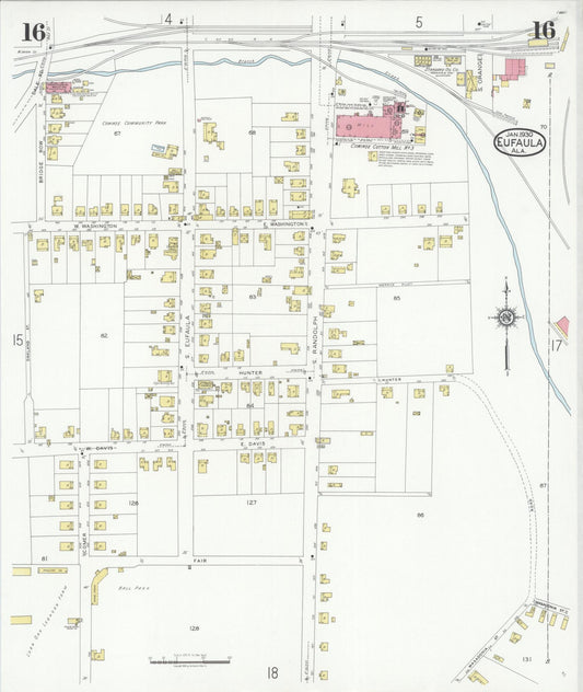 Sanborn Fire Insurance Map from Eufaula, Barbour County, Alabama (1930), Sheet #0016 - Historic Sanborn Fire Insurance Map Print, vintage old map wall art, antique decor, genealogy gift, Alabama Alabama map