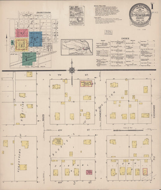 Sanborn Fire Insurance Map from Stromsburg, Polk County, Nebraska (1922), Sheet #0001 - Complete Map Set gallery image, historic Sanborn map, vintage wall art, Nebraska Nebraska