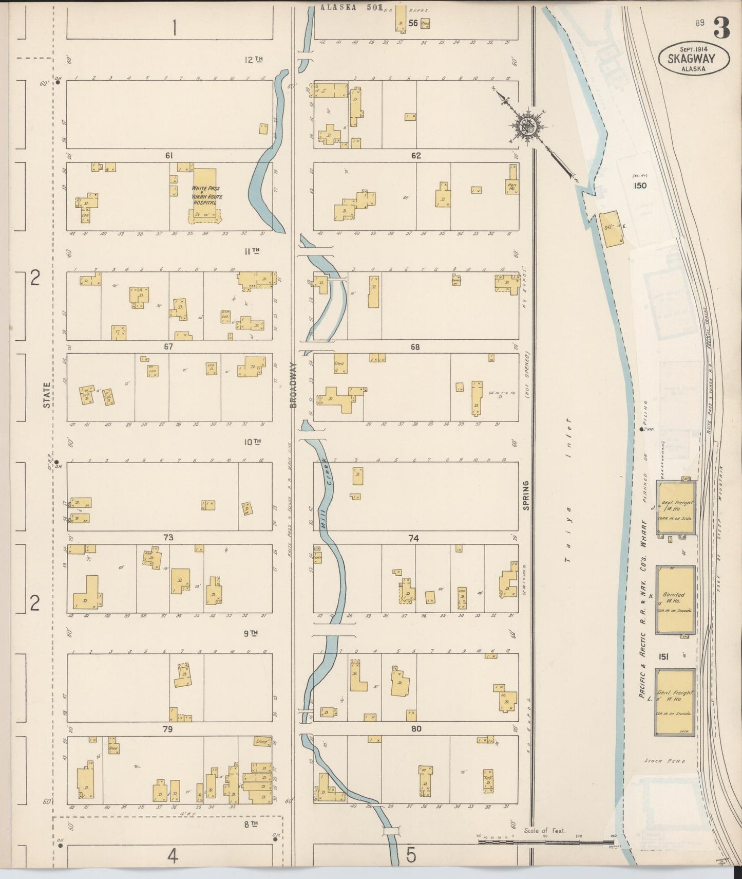 shagway-yakutat census division, Alaska - 1948 - Sanborn Fire Insurance Map, Sheet 0003 - Historic Sanborn Fire Insurance Map Print, shagway-yakutat census division Alaska 1948 0003 vintage old map wall art