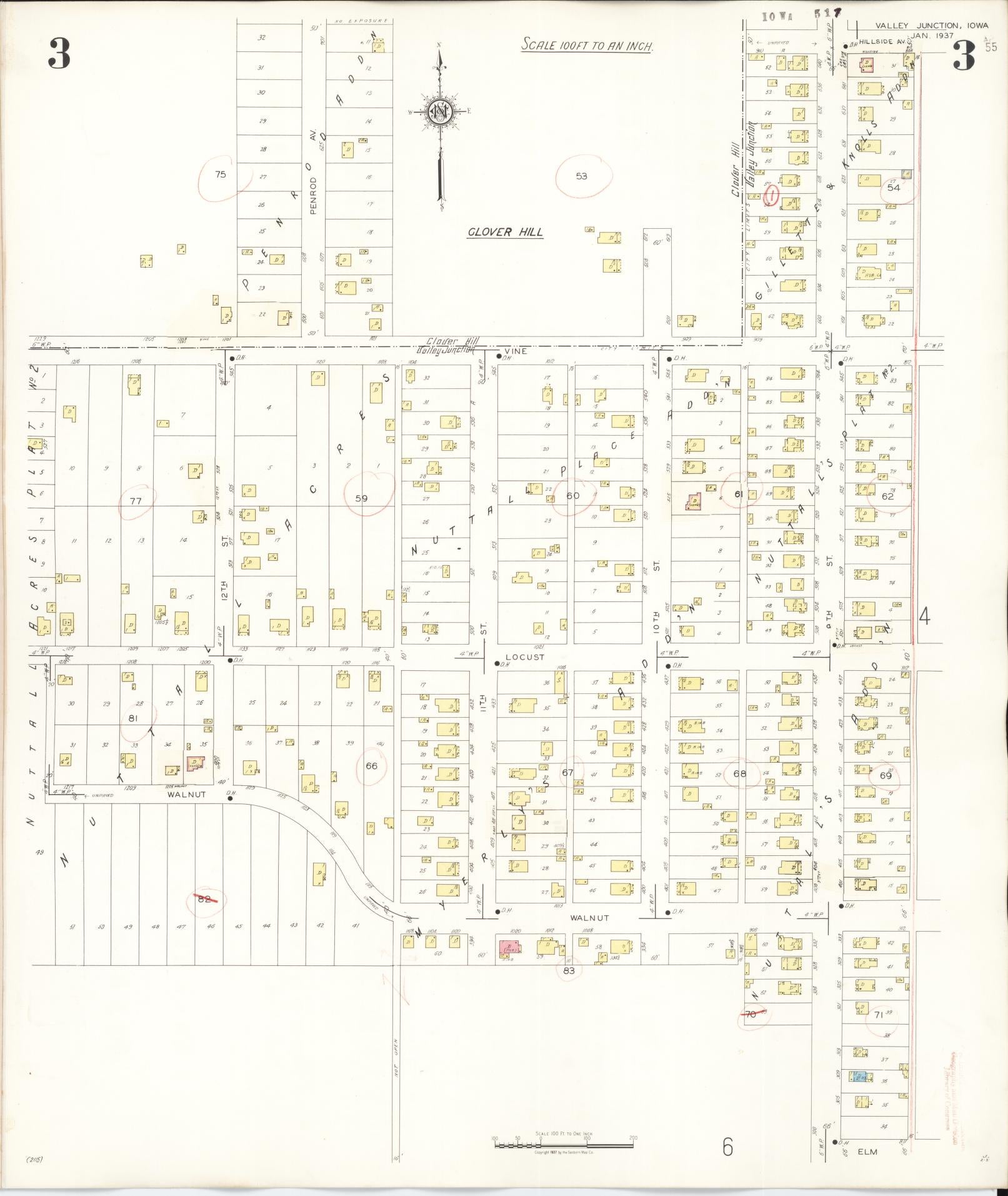 Sanborn Fire Insurance Map from Valley Junction, Polk County, Iowa (1941), Sheet #0003 - Historic Sanborn Fire Insurance Map Print, vintage old map wall art