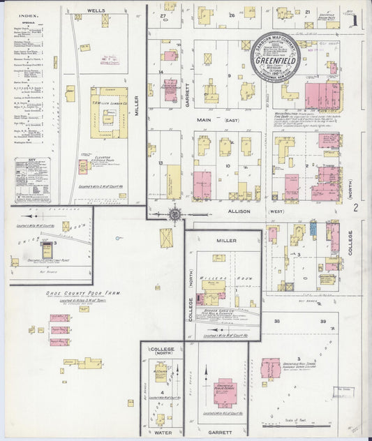 Sanborn Fire Insurance Map from Greenfield, Dade County, Missouri (1910), Sheet #0001 - Complete Map Set gallery image, historic Sanborn map, vintage wall art, Missouri Missouri