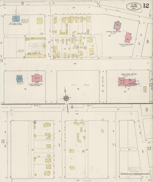 Sanborn Fire Insurance Map from Havre, Hill County, Montana (1920), Sheet #0012 - Historic Sanborn Fire Insurance Map Print, vintage old map wall art, antique decor, genealogy gift, Montana Montana map