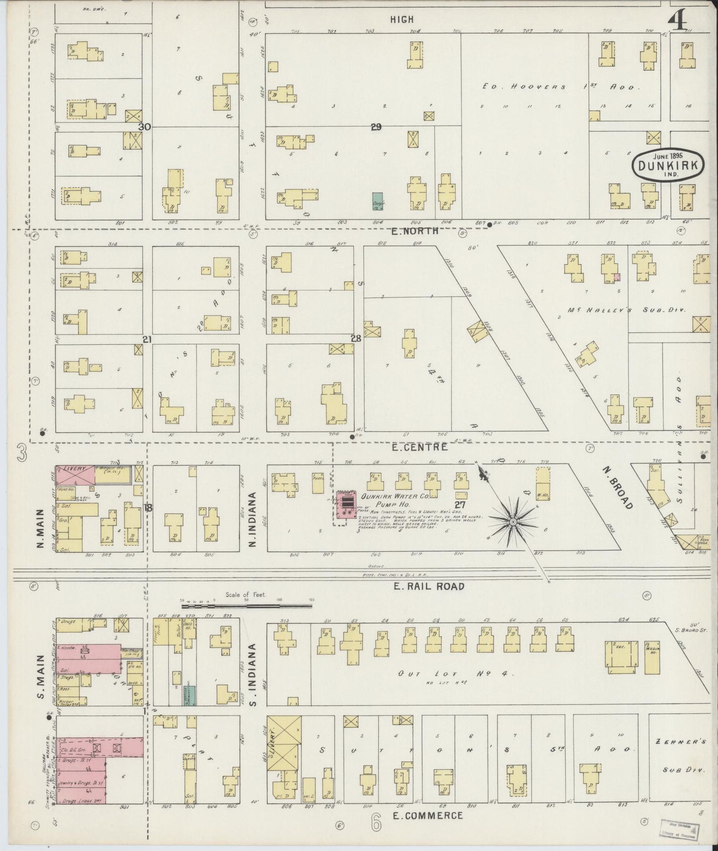 Sanborn Fire Insurance Map from Dunkirk, Jay And Blackford Counties, Indiana (1895), Sheet #0004 - Historic Sanborn Fire Insurance Map Print, vintage old map wall art, antique decor, genealogy gift, Indiana Indiana map