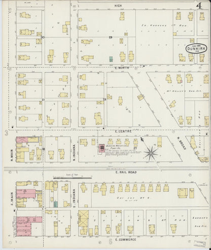 Sanborn Fire Insurance Map from Dunkirk, Jay And Blackford Counties, Indiana (1895), Sheet #0004 - Historic Sanborn Fire Insurance Map Print, vintage old map wall art, antique decor, genealogy gift, Indiana Indiana map