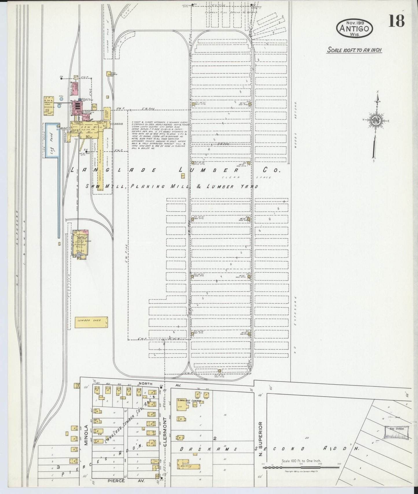 Sanborn Fire Insurance Map from Antigo, Langlade County, Wisconsin (1919), Sheet #0018 - Complete Map Set gallery image, historic Sanborn map, vintage wall art, Wisconsin Wisconsin