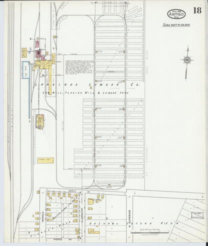 Sanborn Fire Insurance Map from Antigo, Langlade County, Wisconsin (1919), Sheet #0018 - Complete Map Set gallery image, historic Sanborn map, vintage wall art, Wisconsin Wisconsin