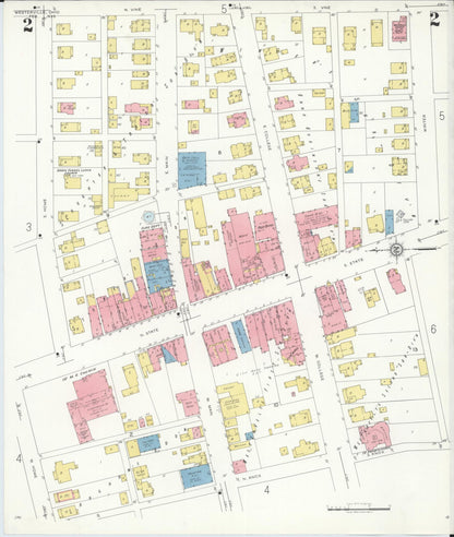 Sanborn Fire Insurance Map from Westerville, Franklin County, Ohio (1933), Sheet #0002 - Historic Sanborn Fire Insurance Map Print, vintage old map wall art, antique decor, genealogy gift, Ohio Ohio map