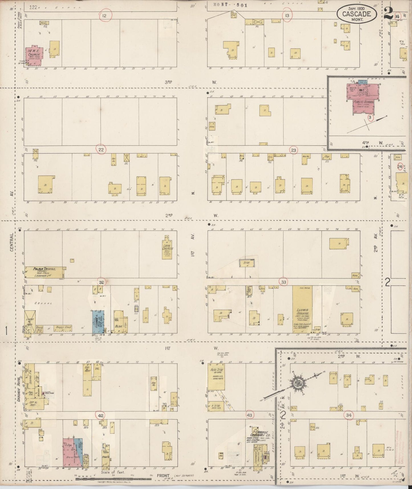 Sanborn Fire Insurance Map from Cascade, Cascade County, Montana (1920), Sheet #0002 - Complete Map Set gallery image, historic Sanborn map, vintage wall art, Montana Montana