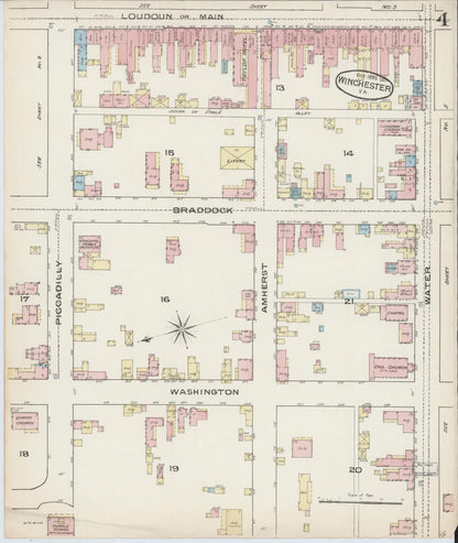 Sanborn Fire Insurance Map from Winchester, Independent Cities, Virginia (1885), Sheet #0004 - Complete Map Set gallery image, historic Sanborn map, vintage wall art, Virginia Virginia