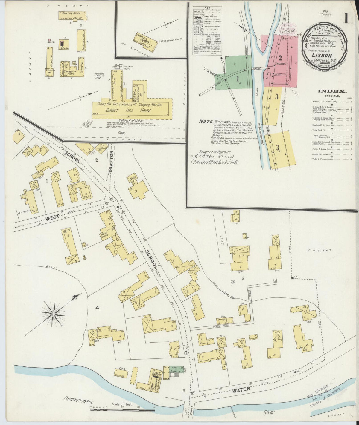 Sanborn Fire Insurance Map from Lisbon, Grafton County, New Hampshire (1896), Sheet #0001 - Complete Map Set gallery image, historic Sanborn map, vintage wall art, New Hampshire New Hampshire