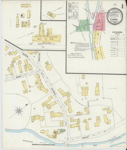Sanborn Fire Insurance Map from Lisbon, Grafton County, New Hampshire (1896), Sheet #0001 - Complete Map Set gallery image, historic Sanborn map, vintage wall art, New Hampshire New Hampshire