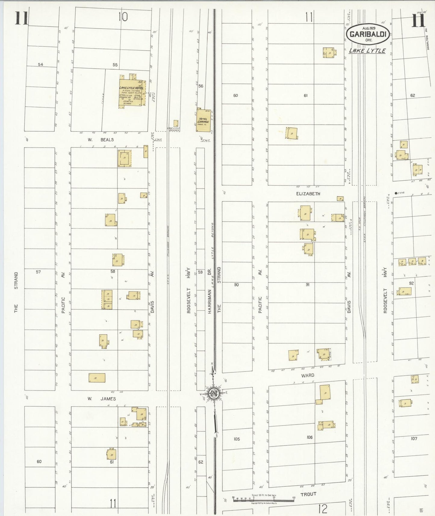 Sanborn Fire Insurance Map from Garibaldi, Tillamook County, Oregon (1929), Sheet #0011 - Complete Map Set gallery image, historic Sanborn map, vintage wall art, Oregon Oregon
