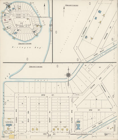 Sanborn Fire Insurance Map from Miami Beach, Dade County, Florida (1921), Sheet #0007 - Historic Sanborn Fire Insurance Map Print, vintage old map wall art, antique decor, genealogy gift, Florida Florida map