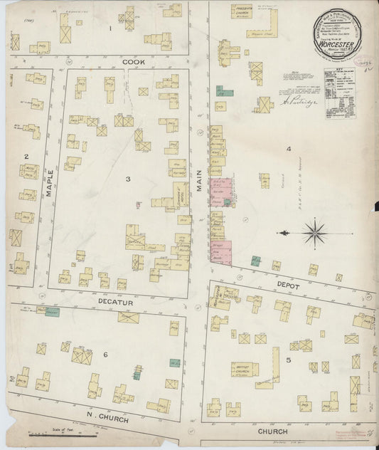 Sanborn Fire Insurance Map from Worcester, Otsego County, New York (1887), Sheet #0001 - Historic Sanborn Fire Insurance Map Print, vintage old map wall art, antique decor, genealogy gift, New York New York map