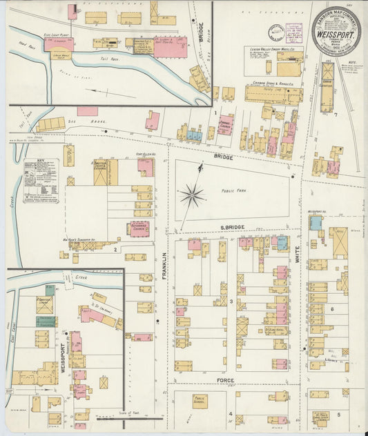 Sanborn Fire Insurance Map from Weissport, Carbon County, Pennsylvania (1902), Sheet #0001 - Historic Sanborn Fire Insurance Map Print, vintage old map wall art, antique decor, genealogy gift, Pennsylvania Pennsylvania map