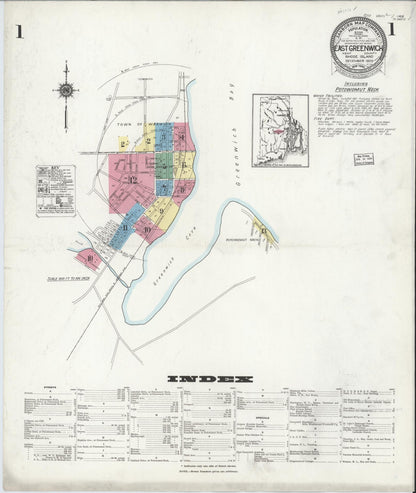 Sanborn Fire Insurance Map from East Greenwich, Kent County, Rhode Island (1923), Sheet #0001 - Complete Map Set gallery image, historic Sanborn map, vintage wall art, Rhode Island Rhode Island