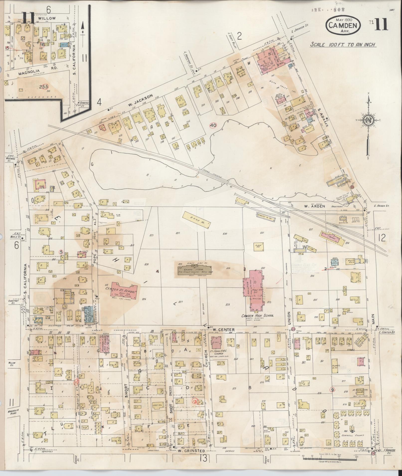 Sanborn Fire Insurance Map from Camden, Ouachita County, Arkansas (1948), Sheet #0011 - Historic Sanborn Fire Insurance Map Print, vintage old map wall art, antique decor, genealogy gift, Arkansas Arkansas map