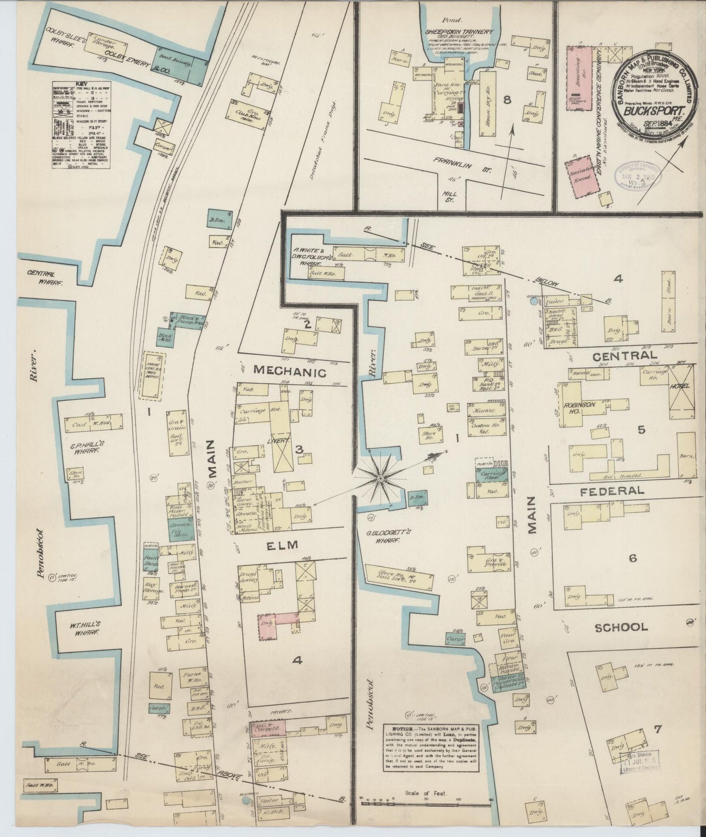 Sanborn Fire Insurance Map from Bucksport, Hancock County, Maine. (1884) – Historic Sanborn Fire Insurance Map Print