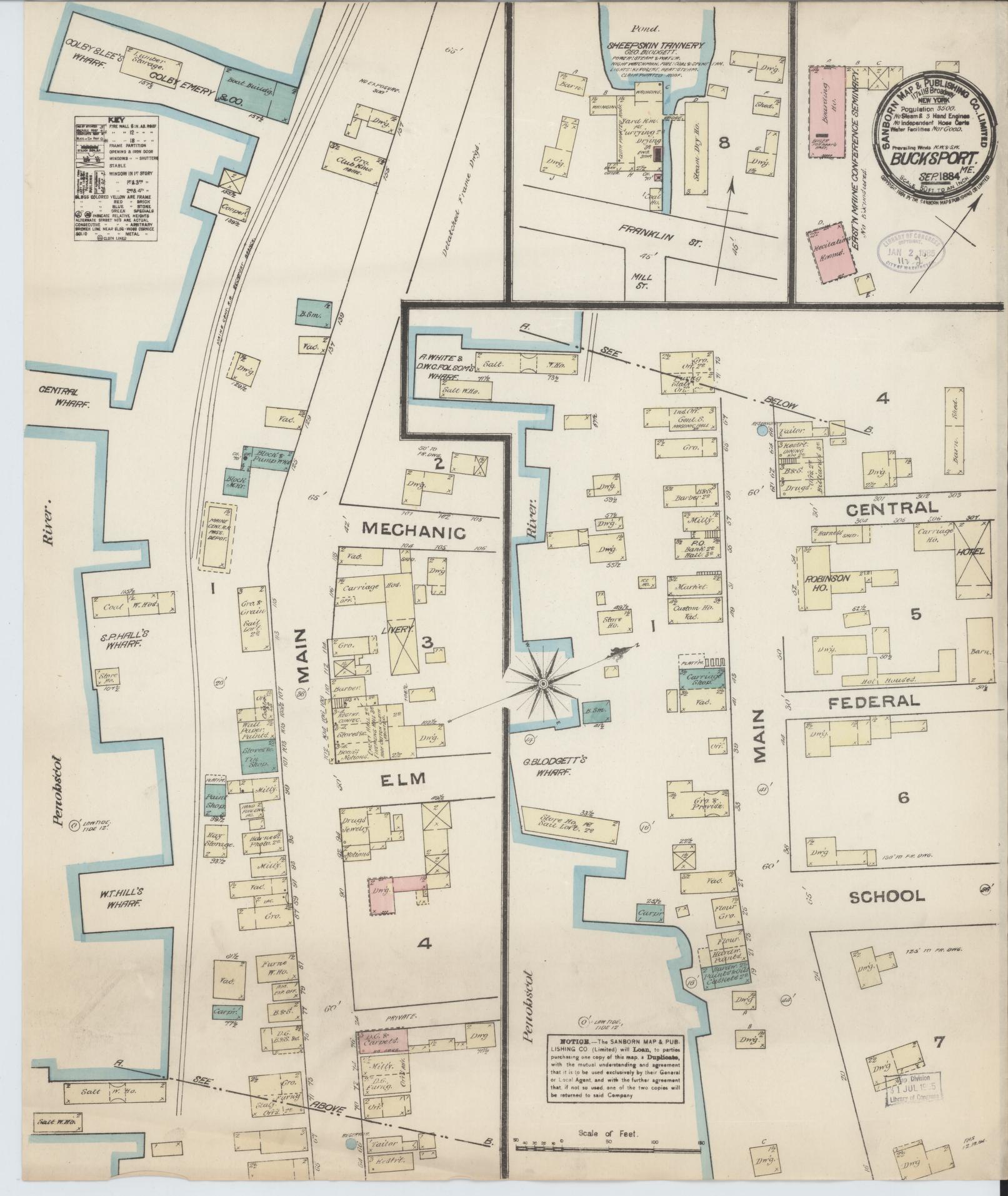 Sanborn Fire Insurance Map from Bucksport, Hancock County, Maine. (1884) – Historic Sanborn Fire Insurance Map Print