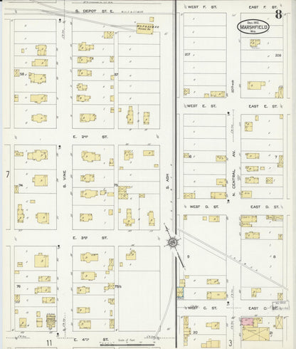 Sanborn Fire Insurance Map from Marshfield, Wood County, Wisconsin (1912), Sheet #0008 - Complete Map Set gallery image, historic Sanborn map, vintage wall art, Wisconsin Wisconsin