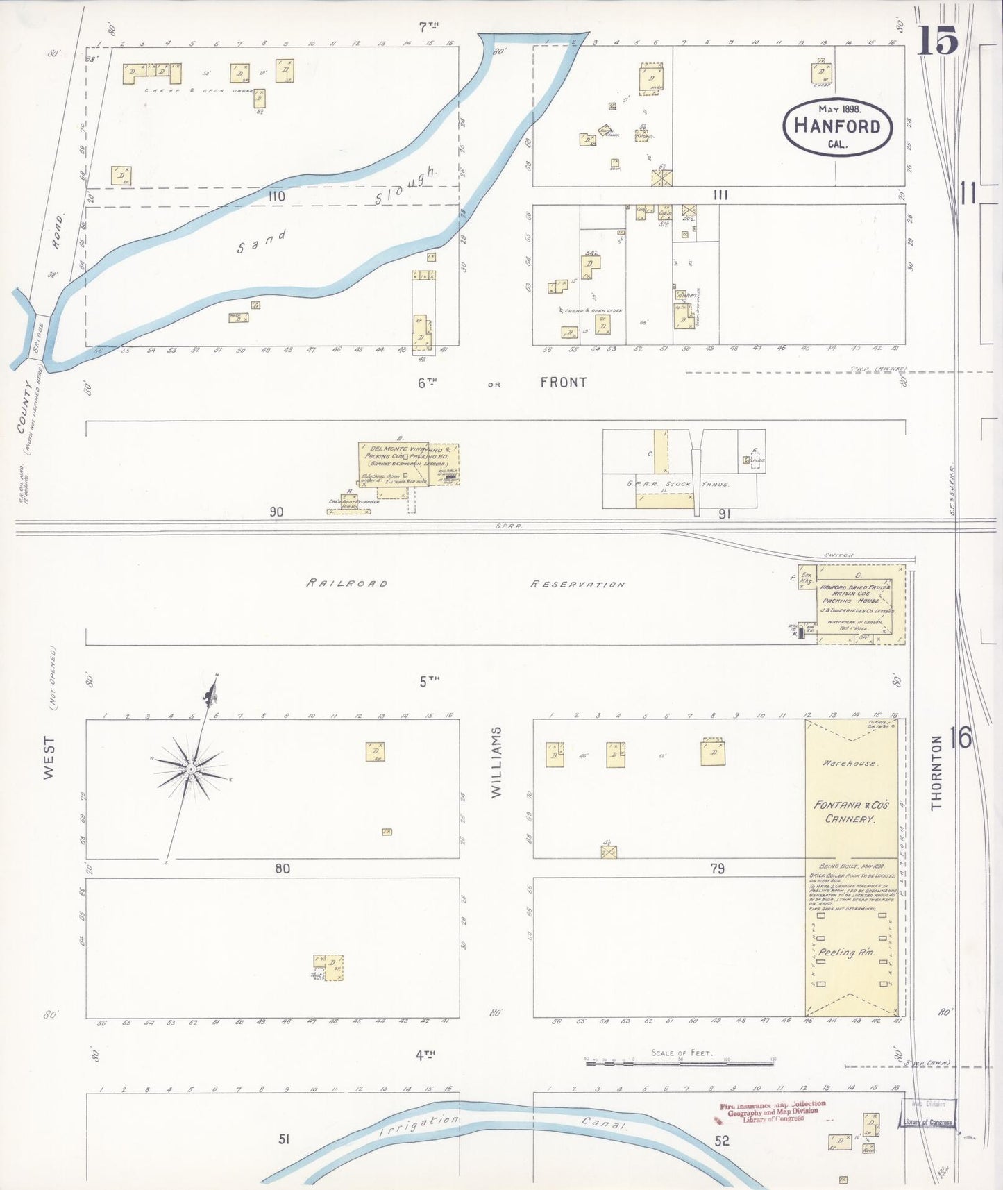 Sanborn Fire Insurance Map from Hanford, Kings County, California (1898), Sheet #0015 - Historic Sanborn Fire Insurance Map Print, vintage old map wall art, antique decor, genealogy gift, California California map