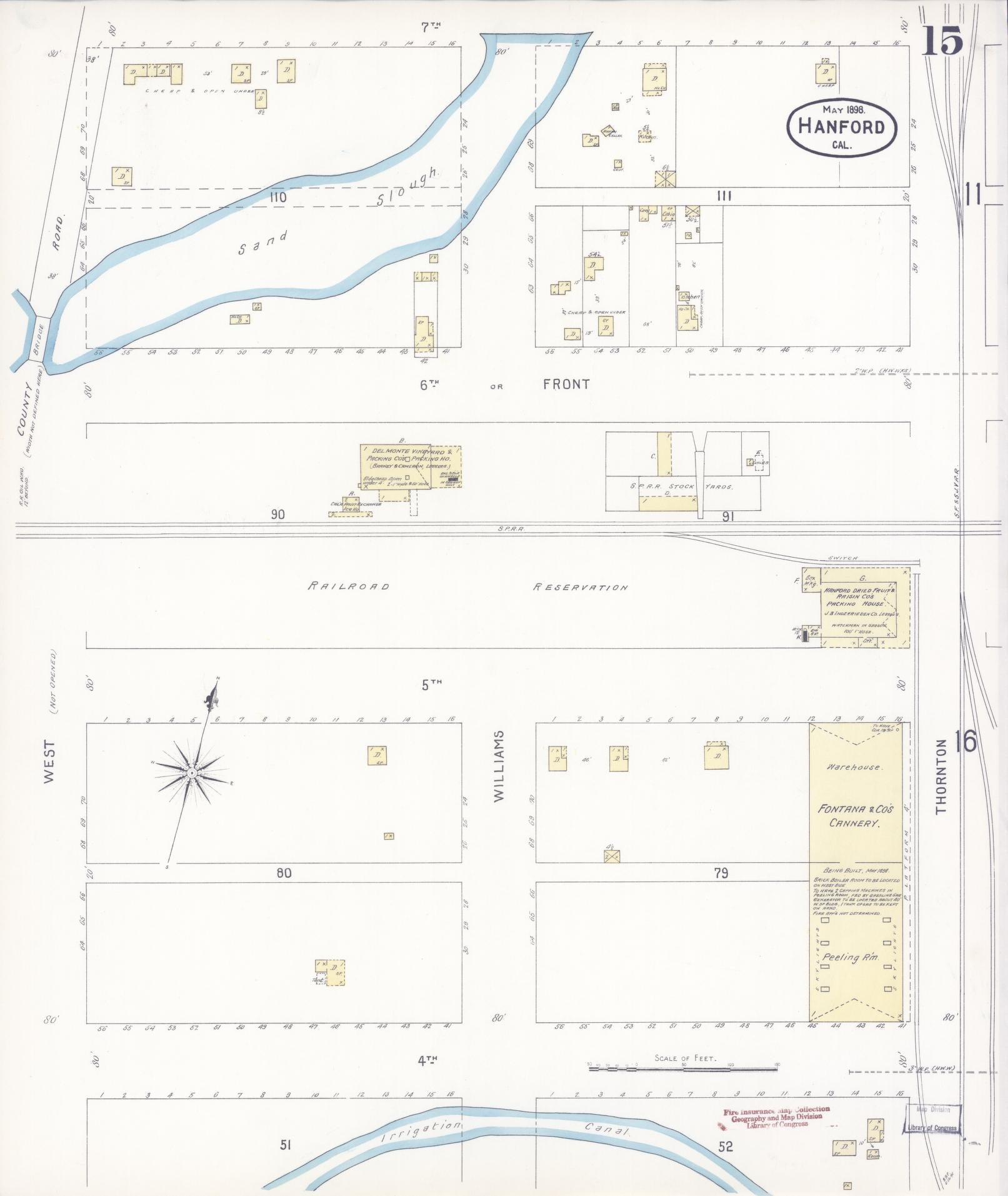 Sanborn Fire Insurance Map from Hanford, Kings County, California (1898), Sheet #0015 - Historic Sanborn Fire Insurance Map Print, vintage old map wall art, antique decor, genealogy gift, California California map