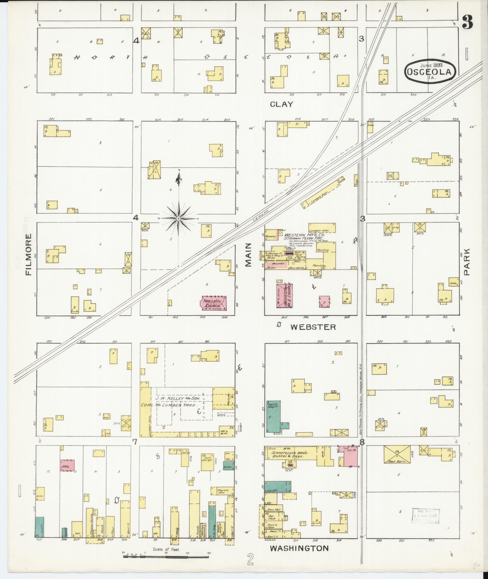 Sanborn Fire Insurance Map from Osceola, Clarke County, Iowa (1893), Sheet #0003 - Historic Sanborn Fire Insurance Map Print
