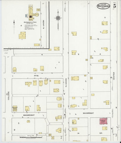 Sanborn Fire Insurance Map from Whitesboro, Grayson County, Texas (1921), Sheet #0005 - Complete Map Set gallery image, historic Sanborn map, vintage wall art, Texas Texas