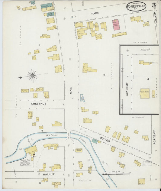 Sanborn Fire Insurance Map from Forestville, Chautauqua County, New York (1893), Sheet #0003 - Historic Sanborn Fire Insurance Map Print, vintage old map wall art, antique decor, genealogy gift, New York New York map